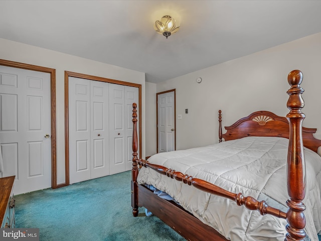 bedroom with carpet and a closet