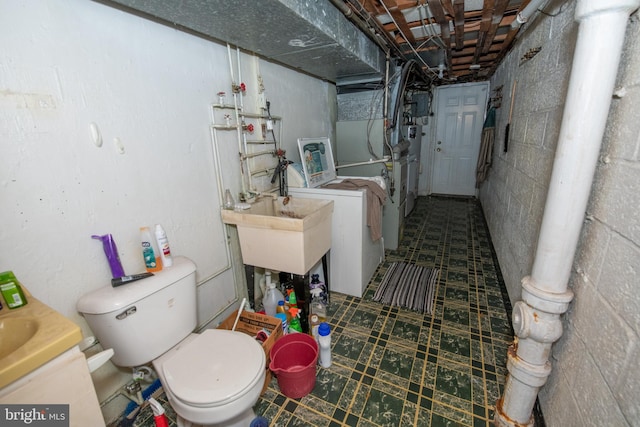 basement with sink