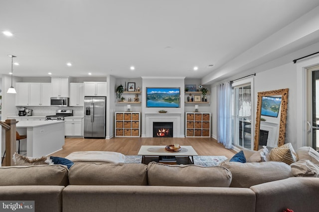 living room featuring light hardwood / wood-style floors