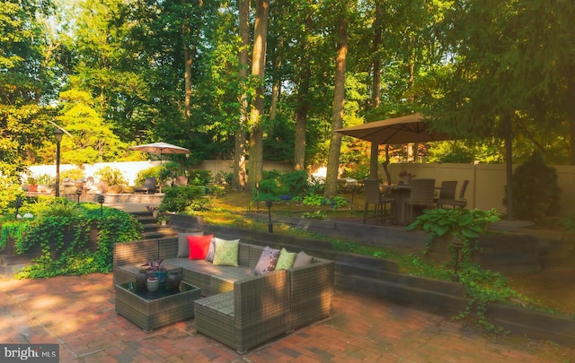 view of patio with an outdoor hangout area