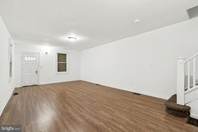 unfurnished living room featuring dark hardwood / wood-style flooring