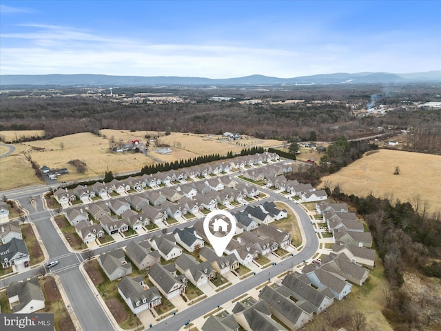 aerial view with a mountain view