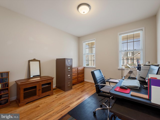 office featuring light hardwood / wood-style flooring