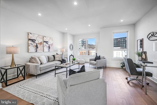 living room featuring hardwood / wood-style flooring