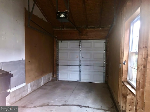 garage with a garage door opener