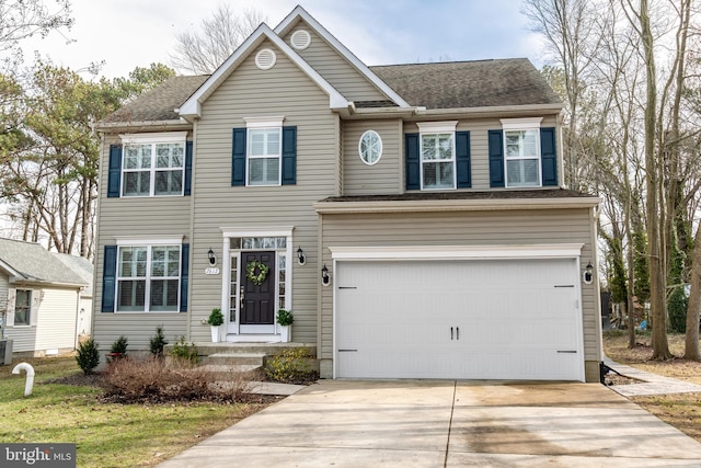 view of front facade with a garage