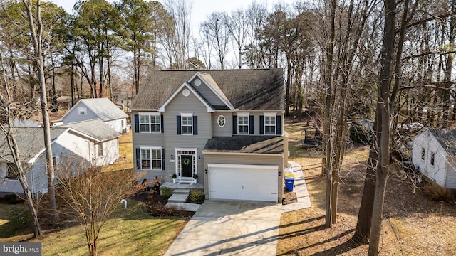 view of front of house with a garage