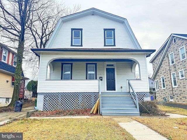 view of front of property featuring a porch