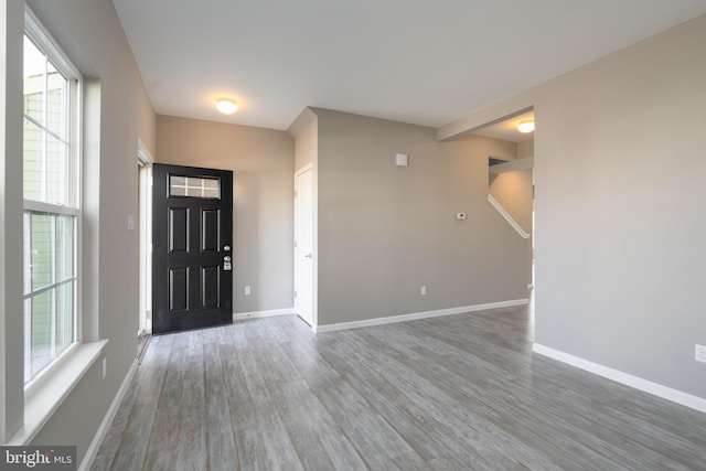 foyer with hardwood / wood-style flooring