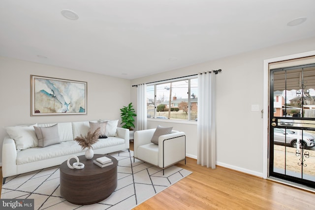 living room featuring light wood-type flooring