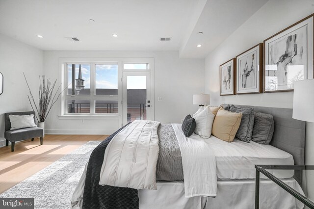 bedroom featuring light hardwood / wood-style flooring