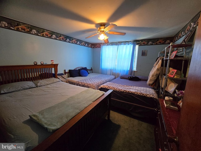 bedroom with carpet and ceiling fan