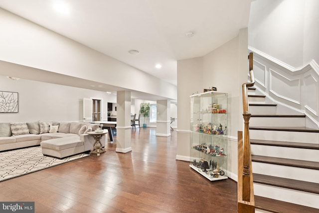 living room featuring hardwood / wood-style floors