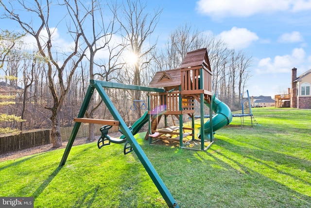 view of play area featuring a lawn