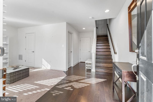 entrance foyer with dark wood-type flooring