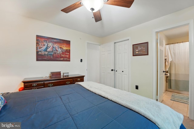 12240 Nutmeg Ct, Woodbridge, VA 22192 - bedroom featuring ceiling fan, a closet, and ensuite bath