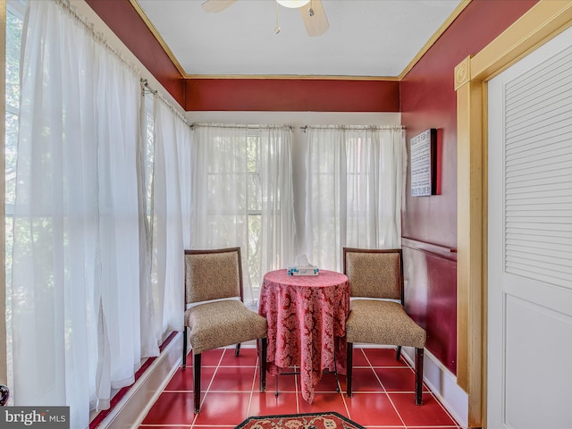 sunroom / solarium with ceiling fan