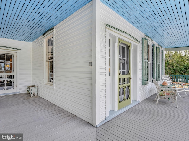 deck featuring a porch