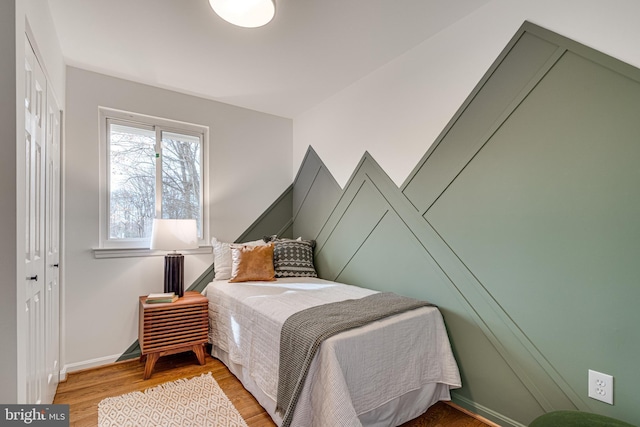 bedroom featuring light hardwood / wood-style flooring