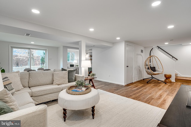 living room featuring wood-type flooring