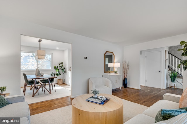 living room with hardwood / wood-style floors