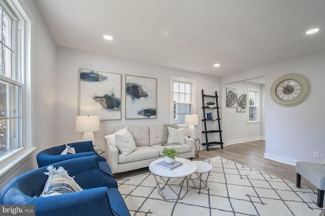 living room featuring light hardwood / wood-style floors