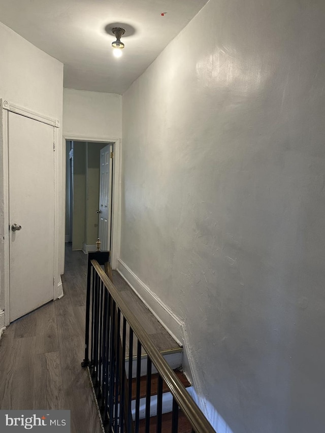 hall with dark hardwood / wood-style flooring