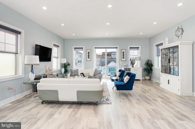 living room featuring light hardwood / wood-style flooring