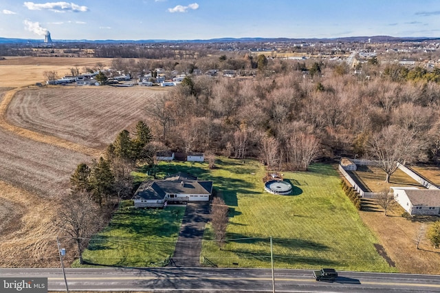 drone / aerial view with a rural view