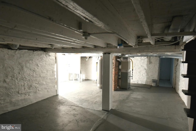 basement with heating unit