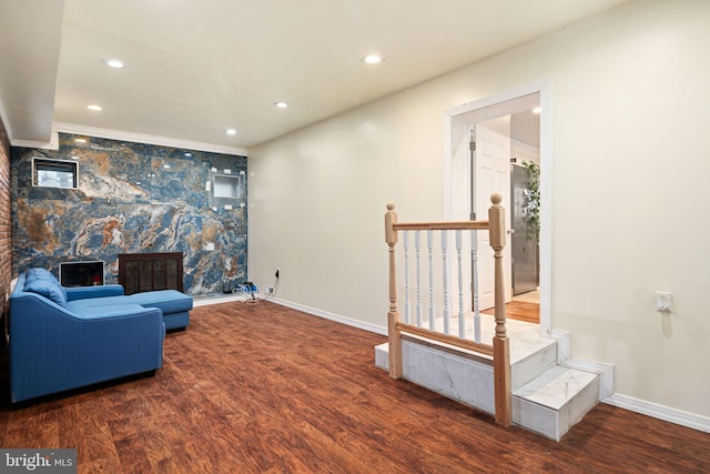 1034 Excelsior Dr, Upper Chichester, PA 19014 - living area with dark hardwood / wood-style floors
