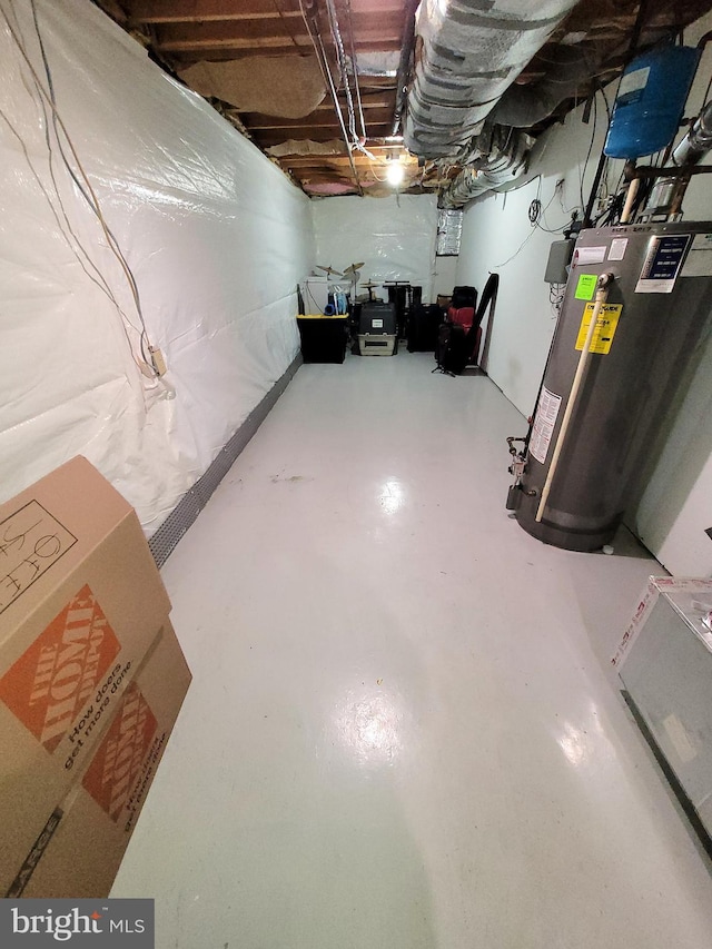 basement with water heater