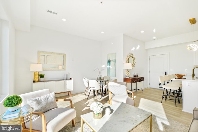 living room featuring light wood-type flooring