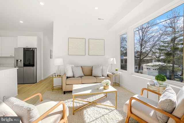 living room featuring light hardwood / wood-style flooring