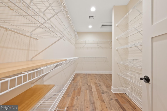 spacious closet with hardwood / wood-style flooring