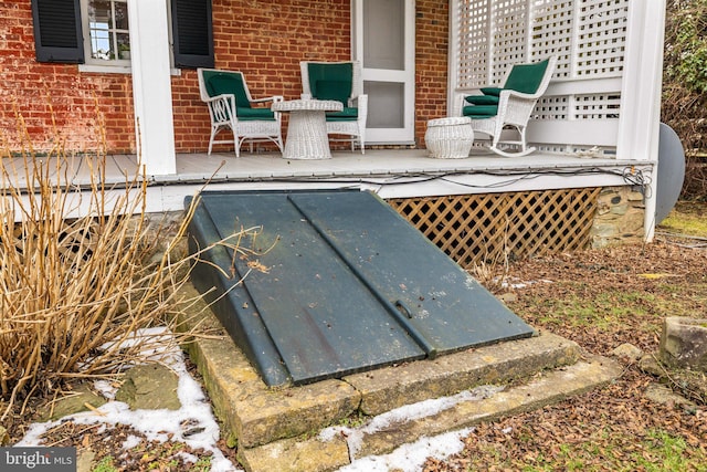 view of storm shelter