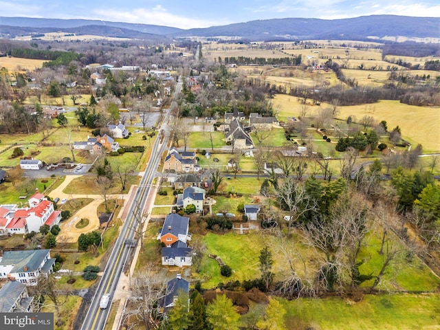 bird's eye view with a mountain view