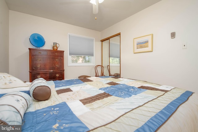 bedroom with a closet and ceiling fan