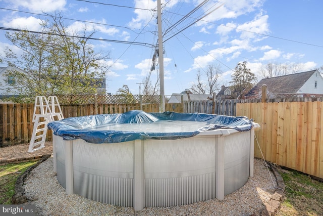 view of swimming pool with a fenced backyard and a fenced in pool