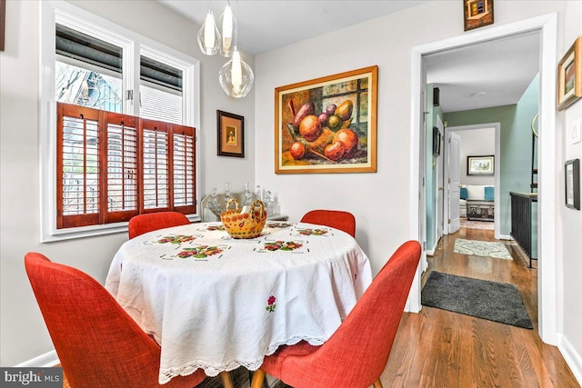 dining room with hardwood / wood-style floors