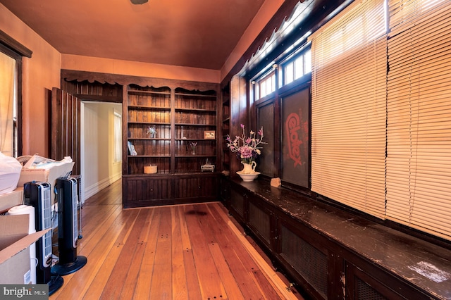 unfurnished office with light wood-type flooring