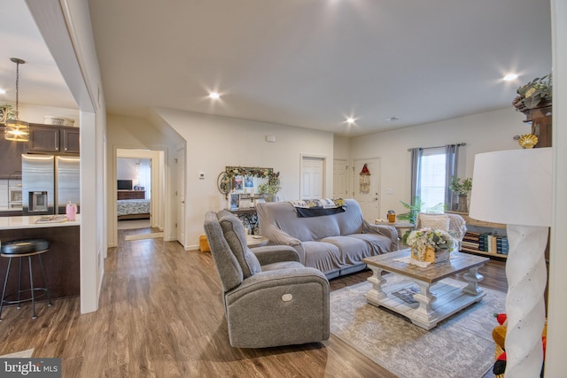 living room featuring light hardwood / wood-style flooring