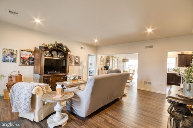 living room with hardwood / wood-style floors