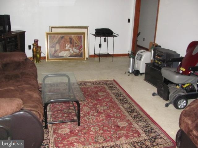 living room with carpet floors