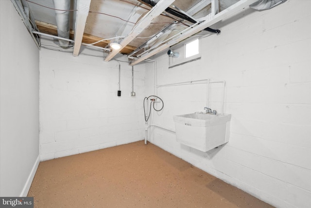 basement featuring sink