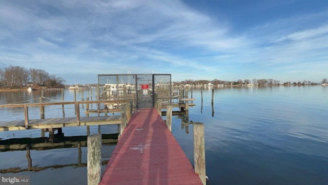 view of dock featuring a water view