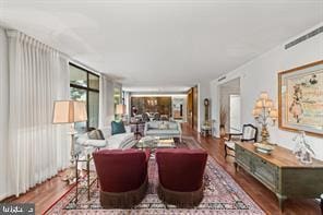 living room with wood-type flooring