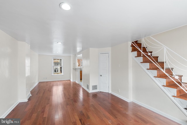 unfurnished living room featuring hardwood / wood-style floors