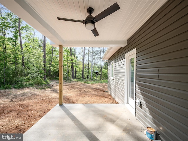 view of patio / terrace featuring ceiling fan