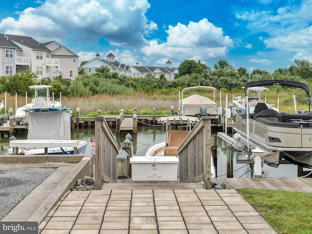 dock area featuring a water view